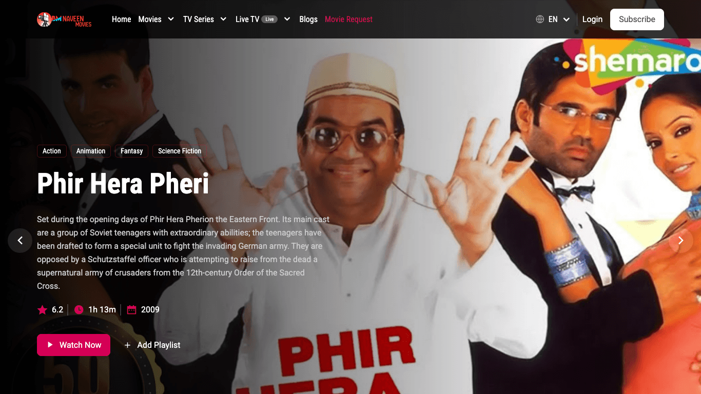 BM Naveen Movies Web Streaming Screenshot