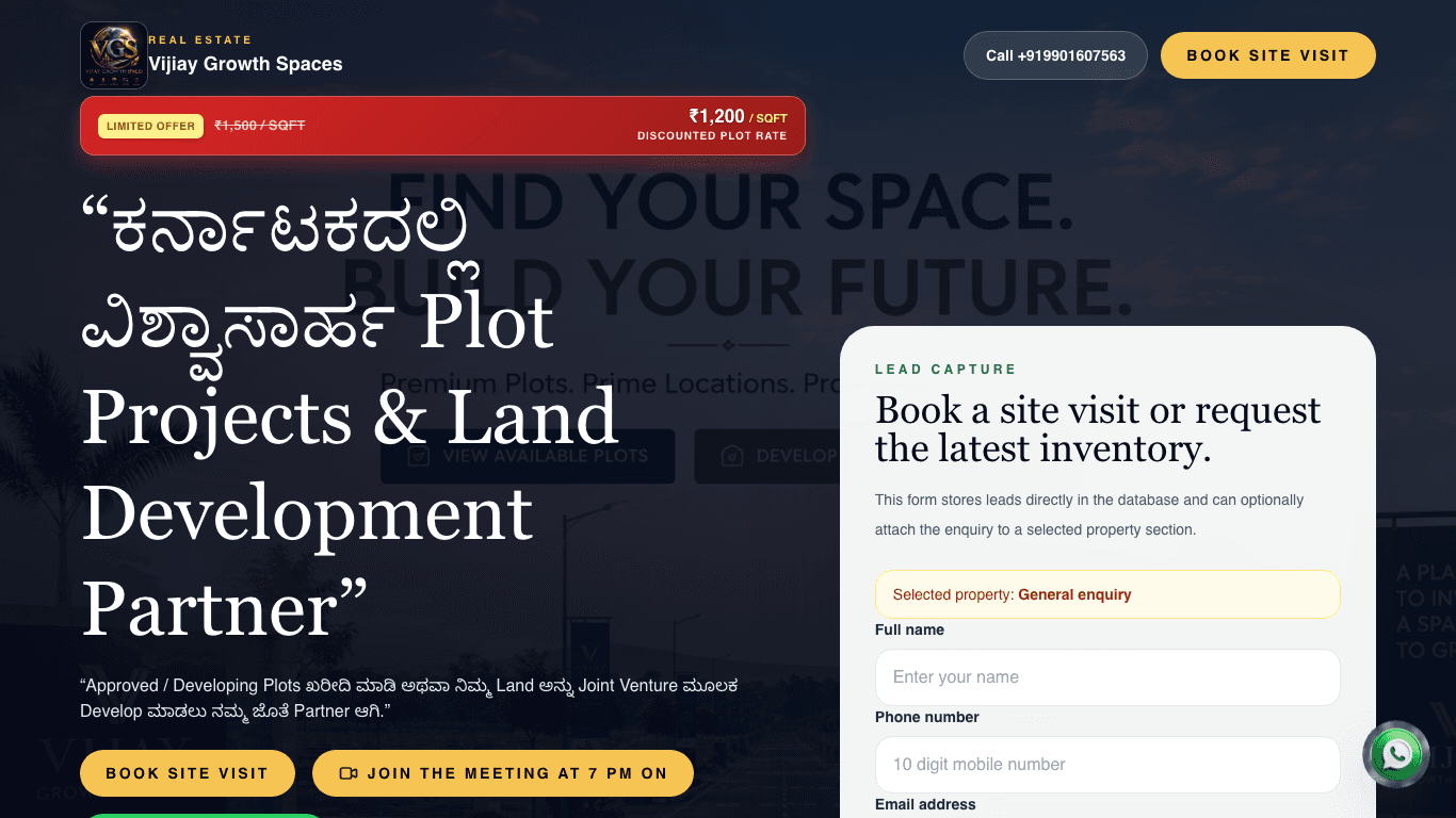 Vijayabharna Real Estate Portal Screenshot