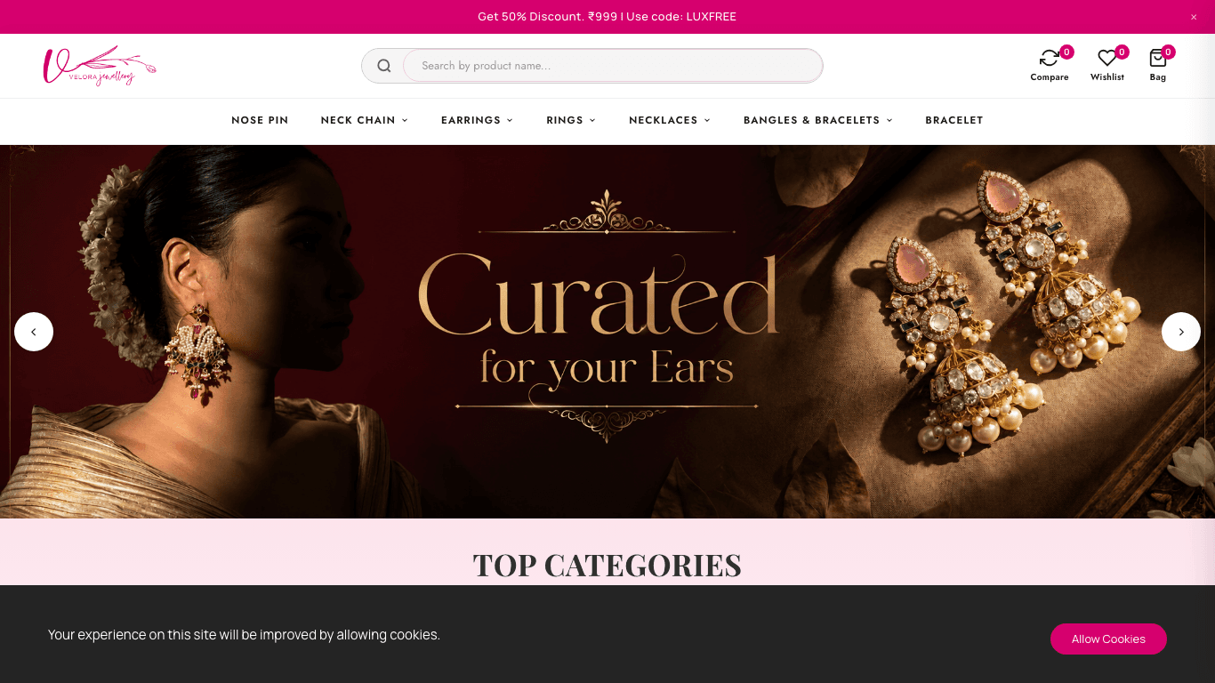 Velora Jewels Storefront Screenshot